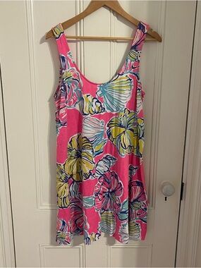 Lilly Pulitzer Carmel Kir Royal Pink Swept By The Tides Tank Dress Large EUC